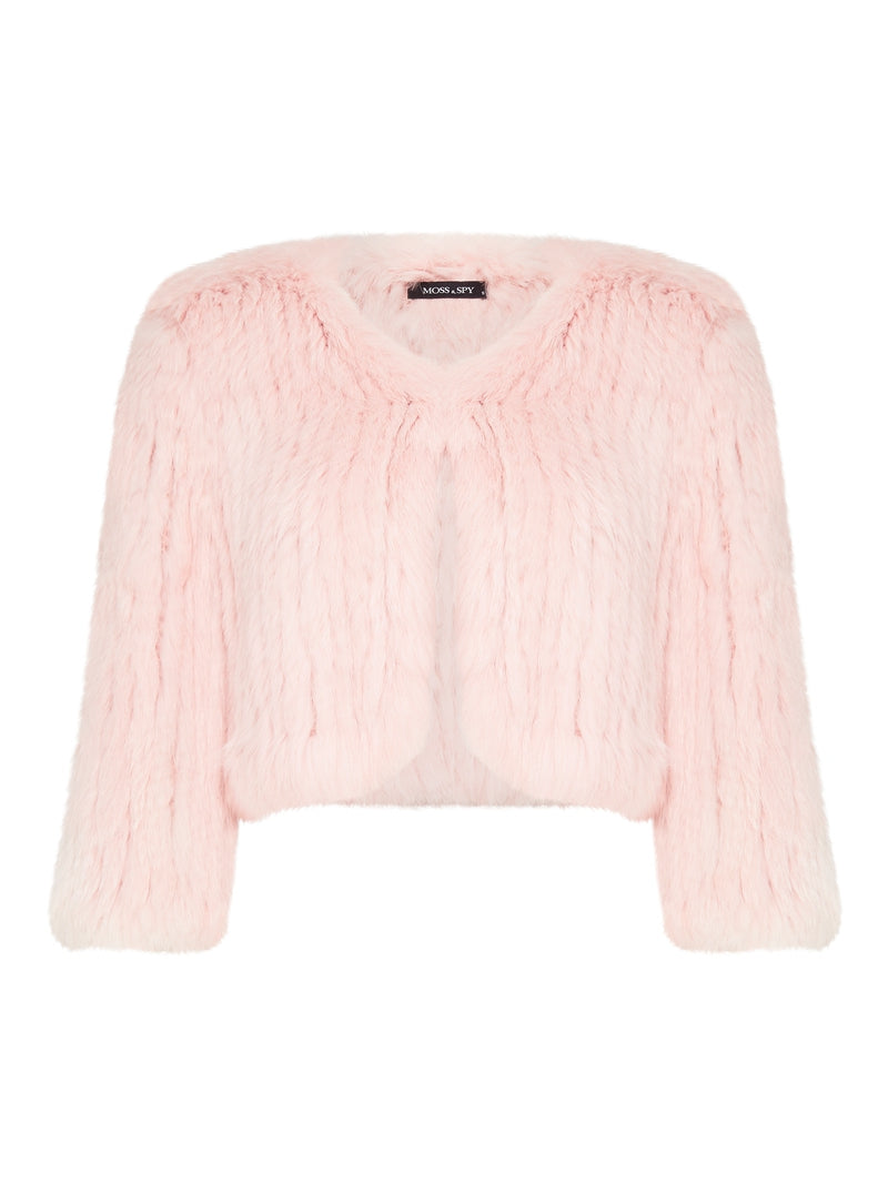 Fur Bolero - Blush Pink (Size Medium Only)