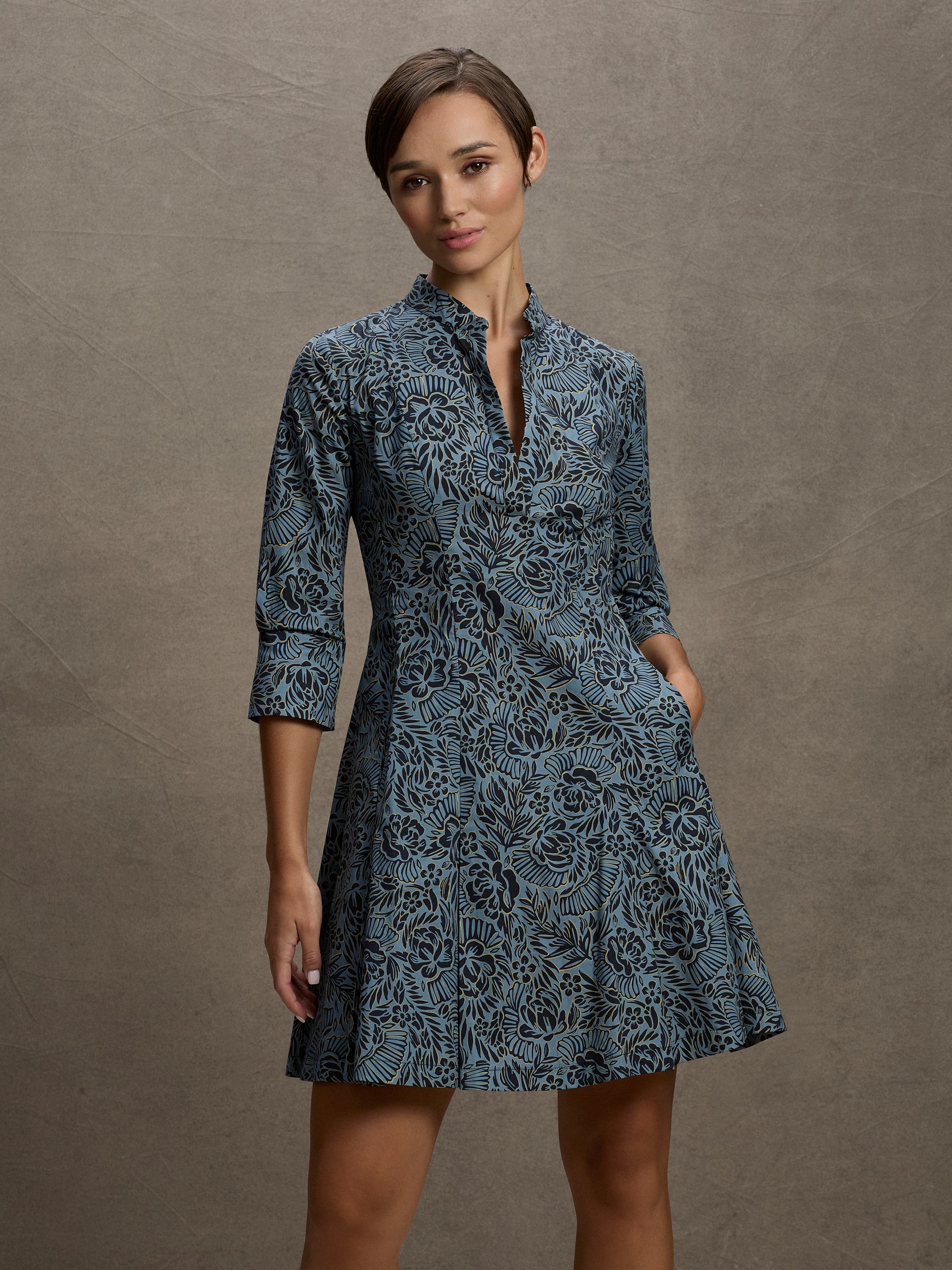 Birdie Shirt Dress - Blue