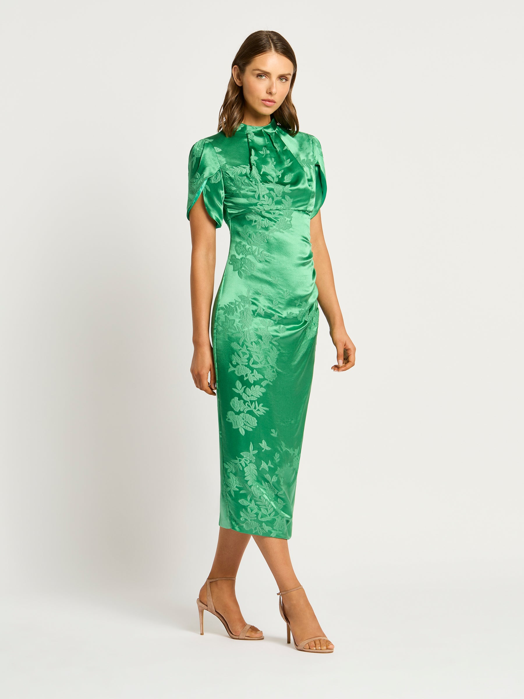Emerald green silk dress short online
