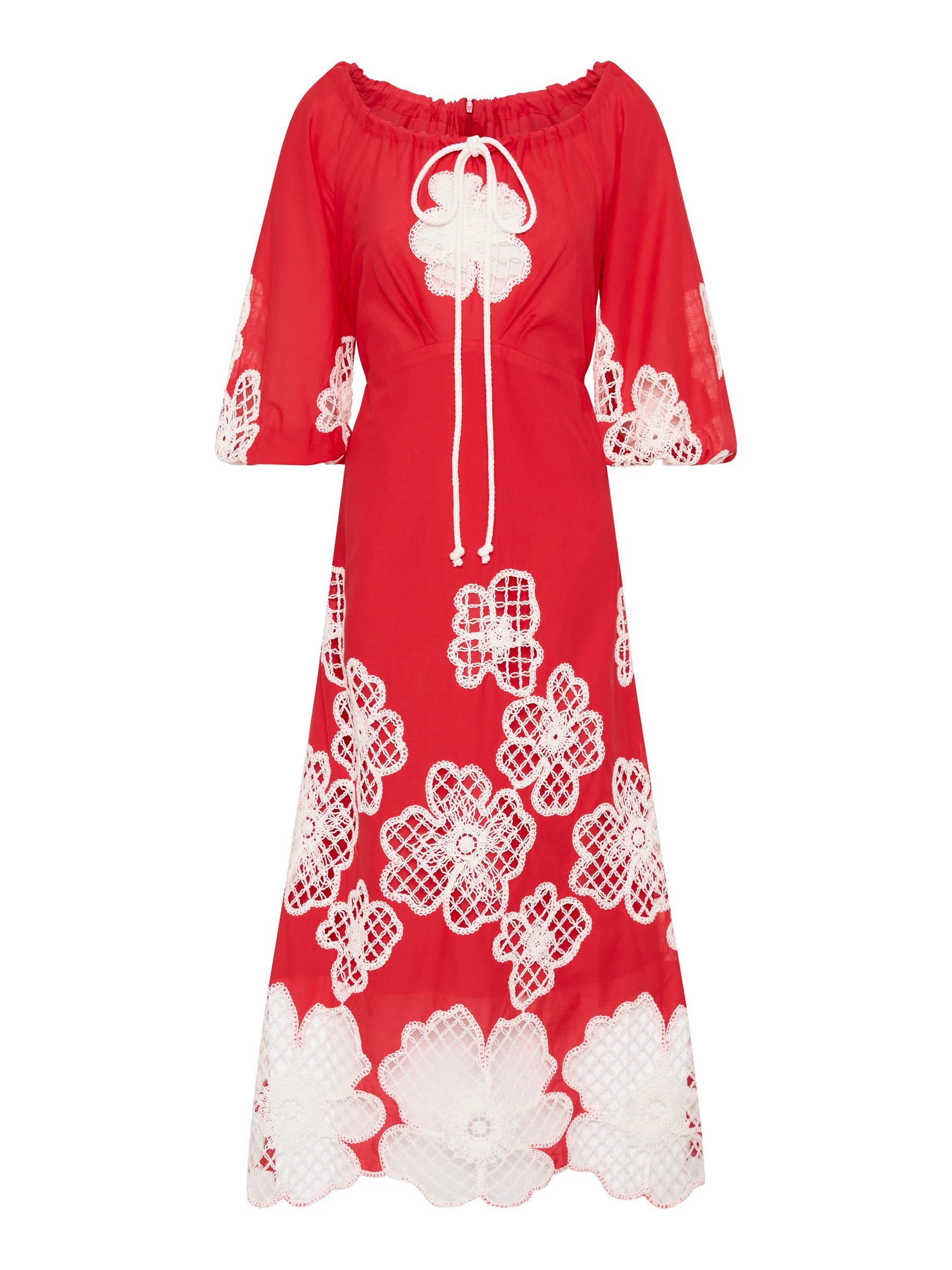 St Tropez Dress - Red/Ivory