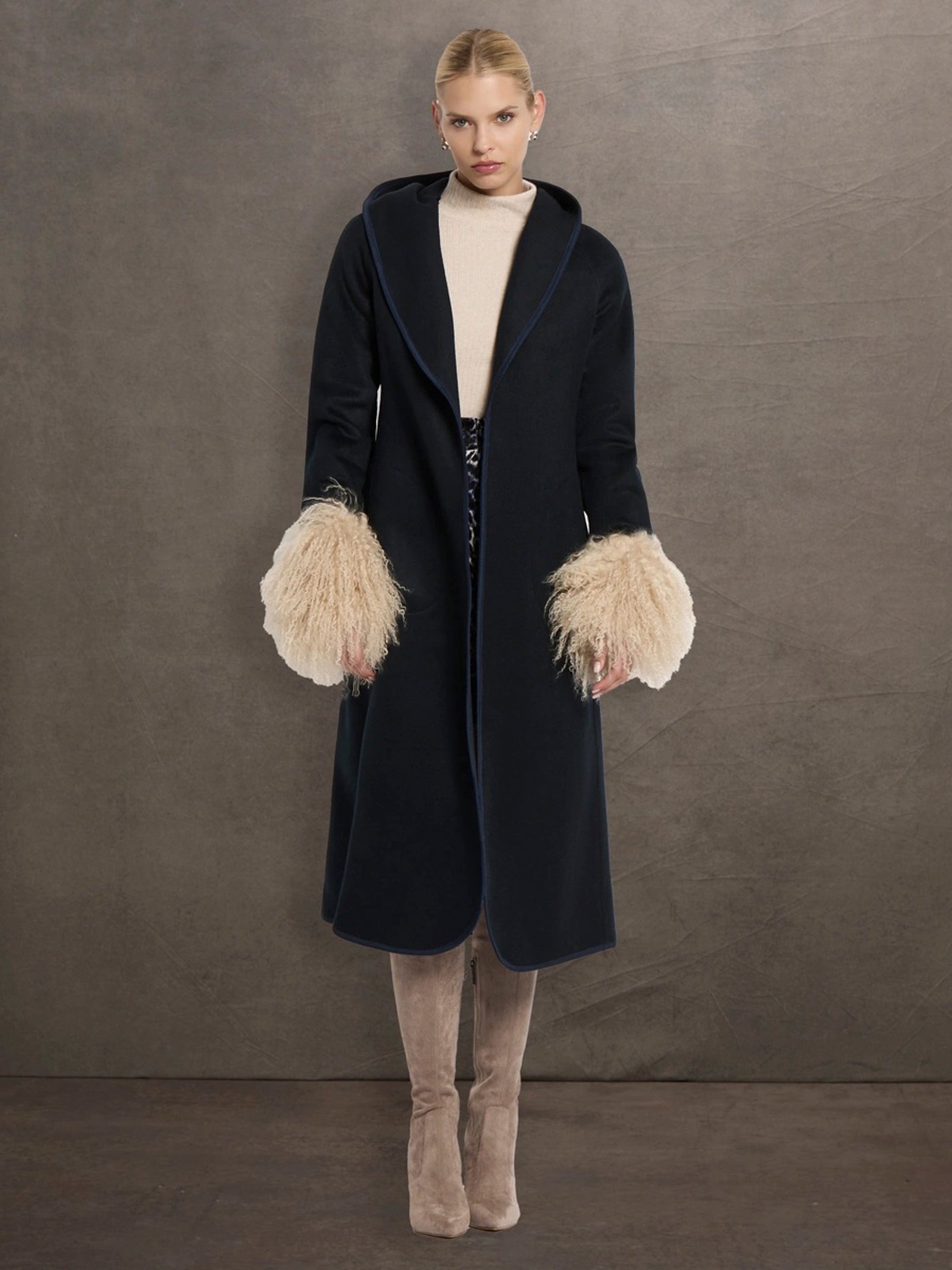 Wynter Hooded Coat - Ink or Cream