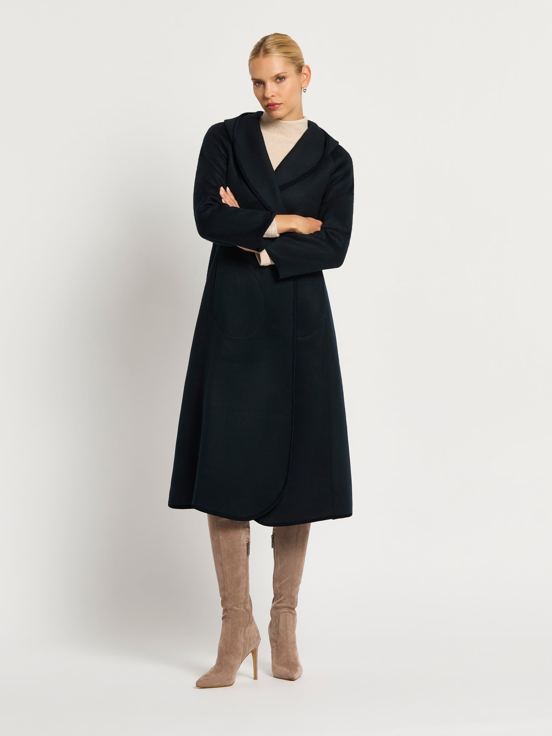 Wynter Hooded Coat - Ink or Cream