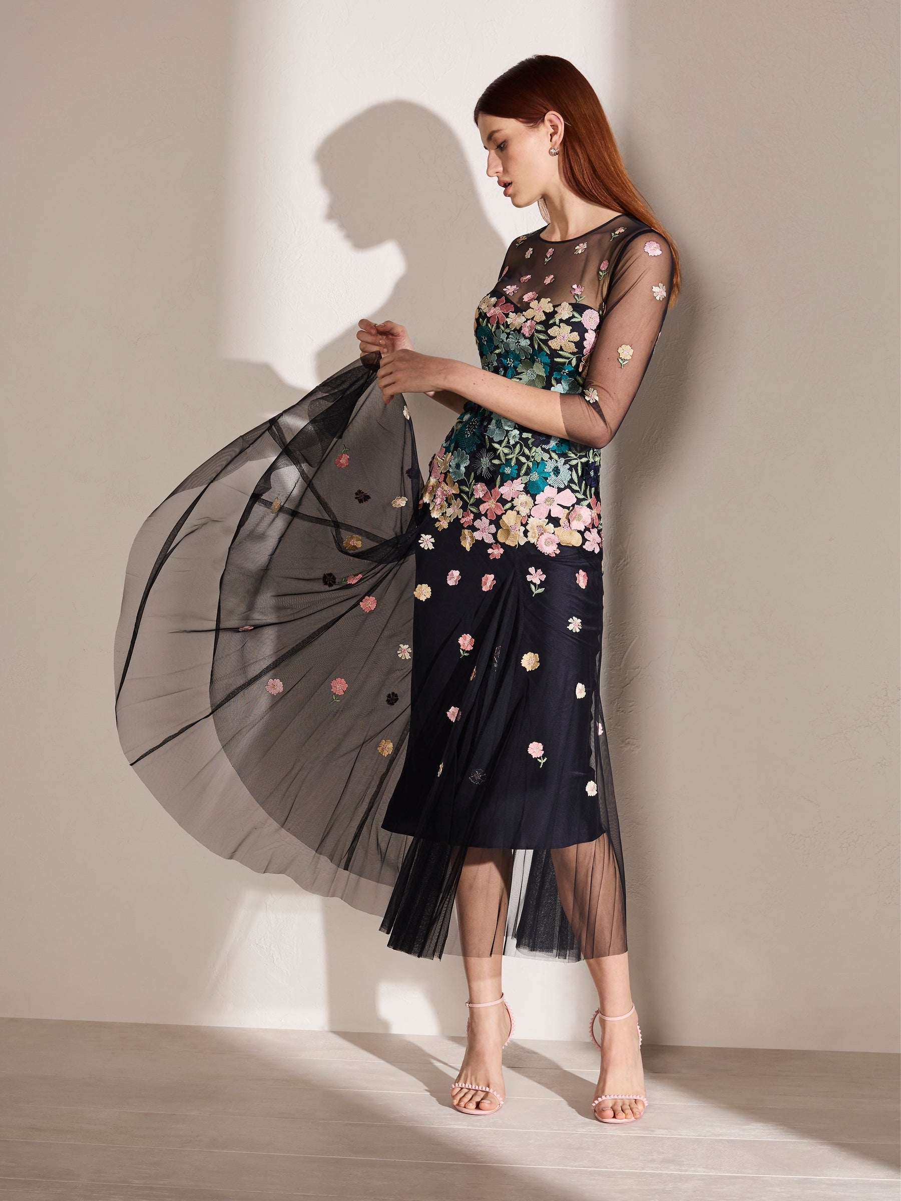 Chi Chi London Kids' Contrast 3D Floral Tutu Dress, Berry at John Lewis &  Partners