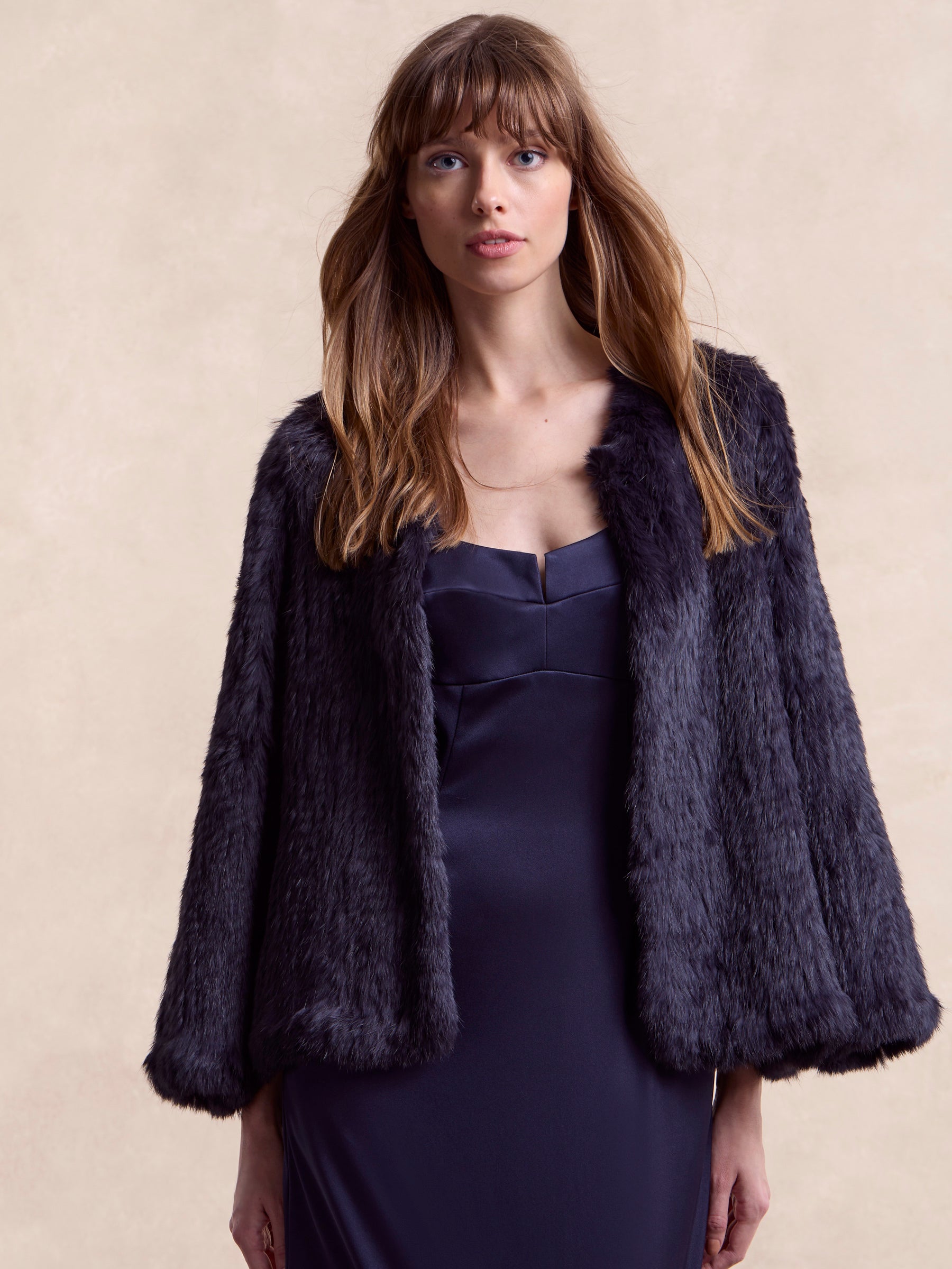 fur jacket for formal dress BLACK SLEEVELESS ORCHID PATTERNED DRESS | CULT MIA main image 1