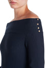 Pina Button Boat Neck - Navy (Size 14 + 16 Only)