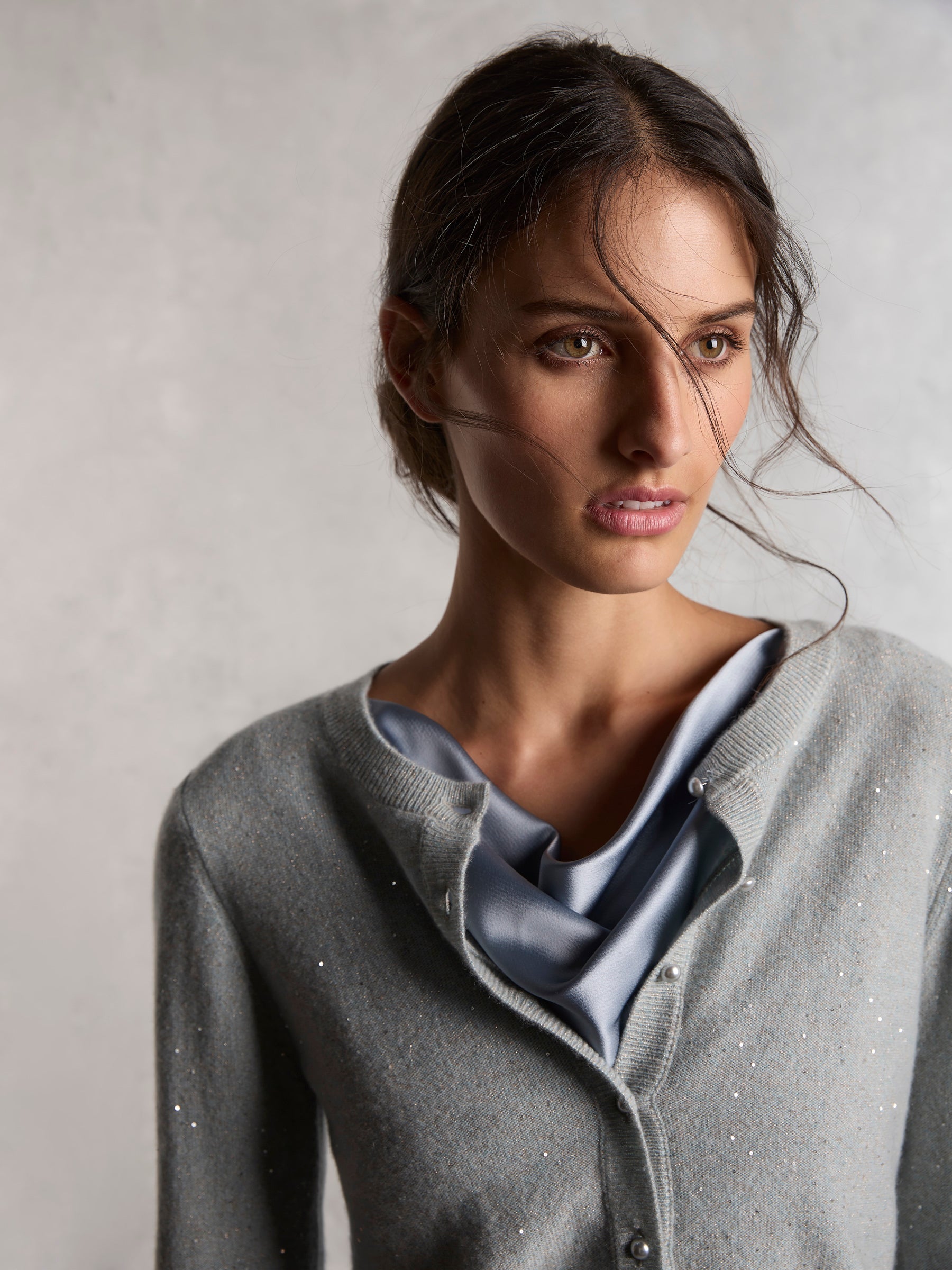 Sparkle Cashmere Cardi - Steel Blue (Medium Only)